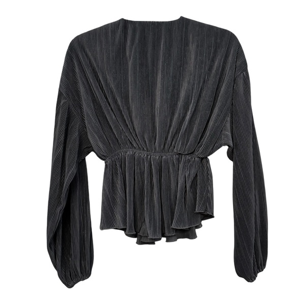 A&F Black Pleated Peplum Blouse XS | Feminine Boho Core - Picture 3 of 6